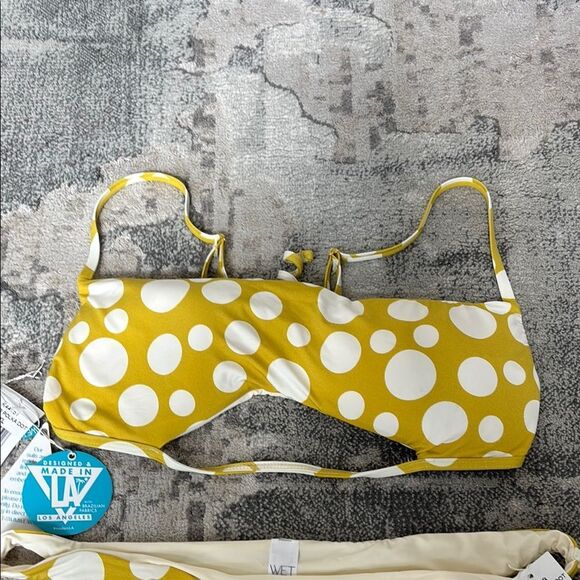 Yellow and White Polka Dot Bikini Swimwear - Picture 4 of 10